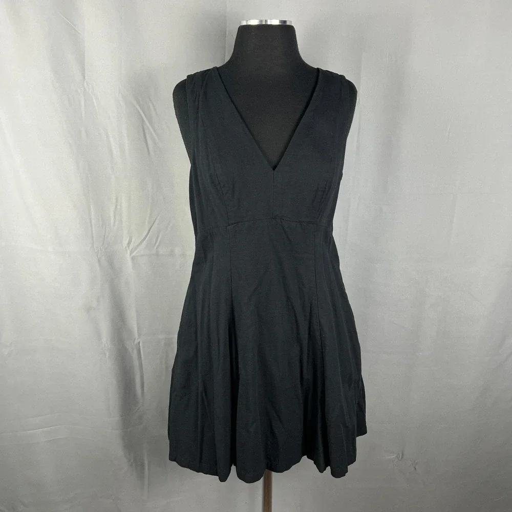 A New Day Fit & Flare Dress Womens 10 Black Side Zip Fitted Bodice Sleeveless